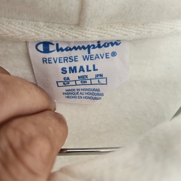 Champion Reverse Weave White Hoodie Small Classic Pullover Sweater Logo Embroide - Picture 9 of 12